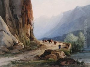 Les Vaches Dans La Montagne by Jules Louis Phillipe Coignet