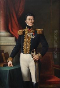 Portrait En Pied De Edouard Francois Simon En Uniforme by Auguste Colas