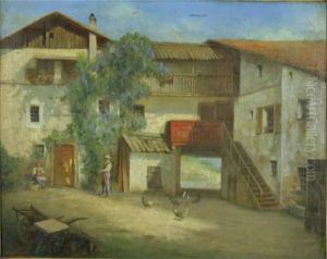 Cortile D'un Casale Nella Vallata Dell'isonzo by Arturo Marion Colavini