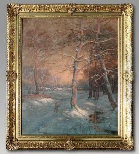 Hunter In Winter Landscape by George Ernest Colby