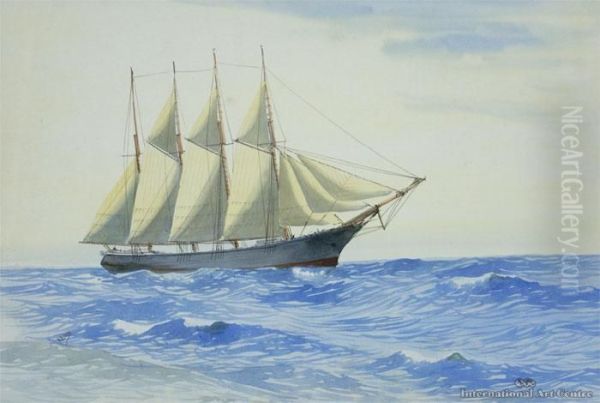 Sailing Ship At Sea - view 1