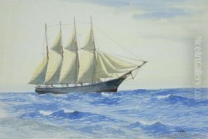 Sailing Ship At Sea by Herbert Cole