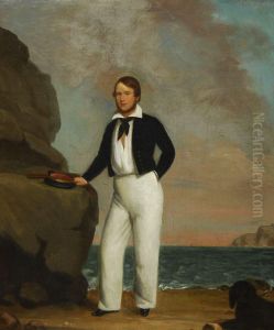 Portrait Of A Sailor And His Dog by Joseph Greenleaf Cole
