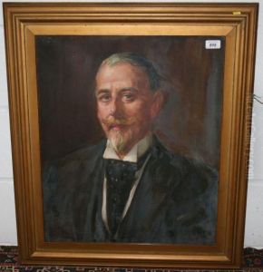 Portrait Of A Distinguished Gentleman Wearing Wing Collar And Spotted Cravat by Philip H. Rideout