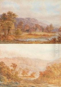 River And Mountain Landscapes With Cottages by A. Coleman