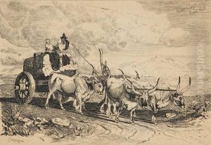 Campagna Romana Con Carro Trainato Da Buoi by Charles Coleman