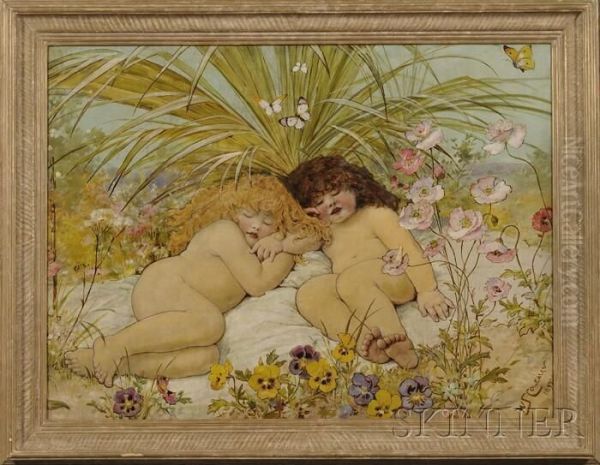Children Asleep In A Garden - view 1
