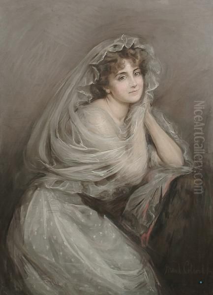 Portrait Of A Lady In White, Seated - view 1