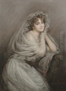 Portrait Of A Lady In White, Seated by Maud Coleridge