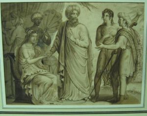 Scene De Fiancailles Biblique by Alexandre-Marie Colin