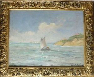 Voilier Pres De La Cote  by Gustave Colin