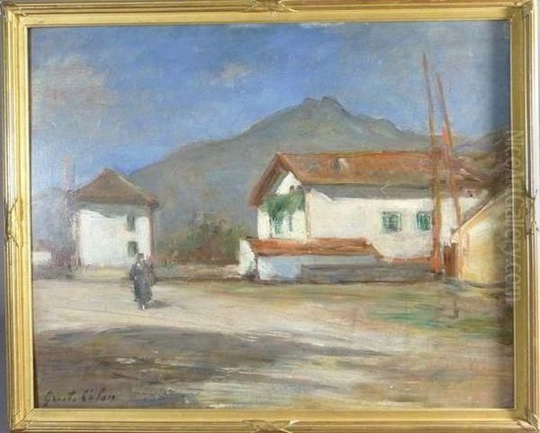 Femme Marchant Dans Une Ruelle De Village - view 1