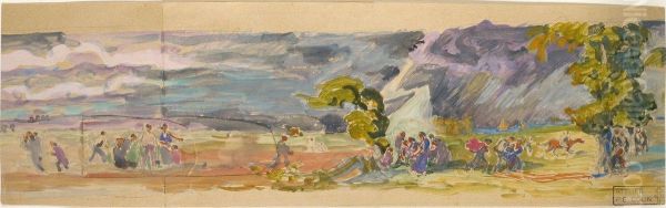 Allegorie - Paysage Animee (etudes De Decoration) - view 1