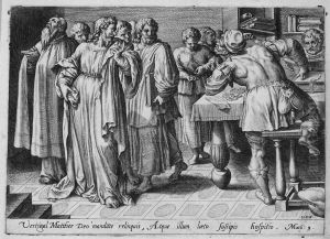 Vectigal Matthee Deo Mandate Relinguis, Atque Illum Laeto Suscipis Hospitio by Hans Ii Collaert