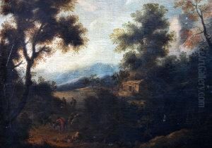 An Italianate Landscape With Drovers by Francisco Collantes