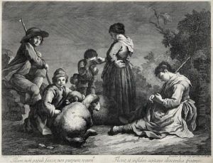 Schaferinen Und Schafer Bei Der Rast by Dal Pellegrino Colle