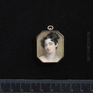 A Lady, Head And Shoulders, Her Dark Hair Upswept And Curled. by Henry Collen
