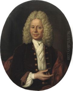Portrait Of A Gentleman, Half-length, In A Red Velvet Costume With A White Chemise And White Jabot Portrait Of A Gentleman, Half-length, In A Red Velvet Costume With A White Chemise And White Jabot