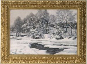 The River Mesna,winter 1893 by Fredrik Collett