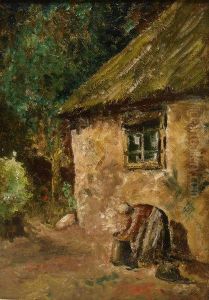 Dutch Cottage With Figure In The Foreground by Andrew Colley