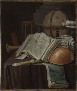 A Vanitas Still Life With An Open Book by Edward Collier