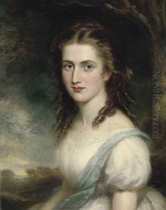Portrait Of Eleanor Methuen (nee Harford), In A White Dress Andblue Sash