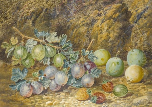 Still Life With Plums Gooseberries And Strawberries - view 1