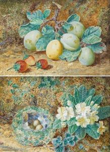 Still Life With Plums And Strawberries by Thomas Collier
