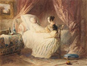 Jeune Femme Pres De Son Enfant by Francois Jules Collignon
