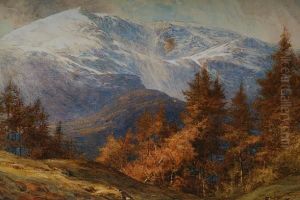 Mountainous Landscape With A Snowcovered Cwm,probably In The Lake District by William Gersham Collingwood