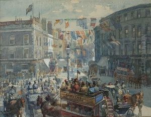 Kensington High Street On Queen Victoria's Diamond Jubilee by William Harding Collingwood-Smith