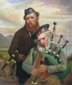 Two Pipers, Possibly Pipe Major William Ross And His Son