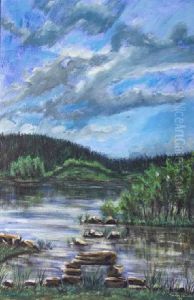 Lake And Forest Landscape by Thomas Collins