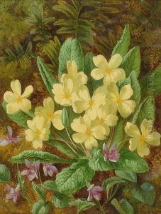 'primroses And Violets' And 'azalea Blooms' by Thomas Collins