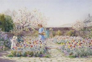 A Garden, Corfe Castle, Dorset by William Wiehe Collins