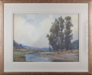 Cattle By The River by Alfred James Collister