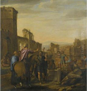 A Classical Landscape With Architechts Giving Instructions Tomasons by Nicolas Colombel