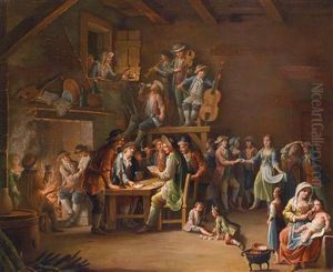 Wirtshausinterieurmit Zahlreichen Kartenspielenden by Giovanni Battista Colombo