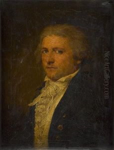 Portrait Of A Gentleman, Bust-length, In A Dark Blue Coat, With A White Cravat by Jean-Francois Gilles Colson