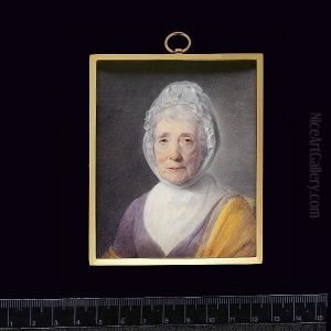An Elderly Lady, Full-face, Wearing Mauve Dress, White Fichu, White Bonnet Dressed With Ribbon And Tied Beneath Her Chin And Yellow Shawl Edged With Mauve Ribbon Over Her Left Shoulder. An Elderly Lady, Full-face, Wearing Mauve Dress, White Fichu, White Bonnet Dressed With Ribbon And Tied Beneath Her Chin And Yellow Shawl Edged With Mauve Ribbon Over Her Left Shoulder.