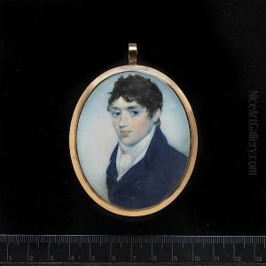 A Gentleman, Wearing Blue Coat With Brass Buttons, White Waistcoat And Tied Stock.