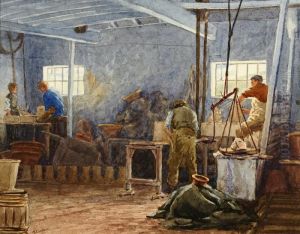 Pottery Workshop Interior by Arthur Comfort