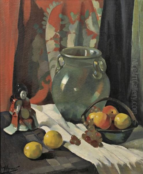 Still Life With Fruit, 
Jar, 
Andfigurine - view 1