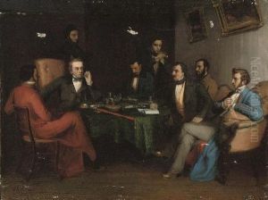 At The Gentlemen's Club by Pierre Charles Comte