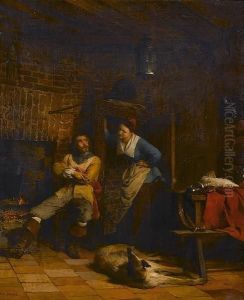 Resting By The Fire by Pierre Charles Comte