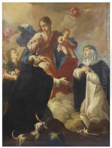 La Virgen Del Rosario Con Santo Domingo Y Santa Catalina De Siena
