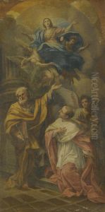 The Assumption Of The Virgin With St. Peter And San Carlo Borromeo by Sebastiano Conca