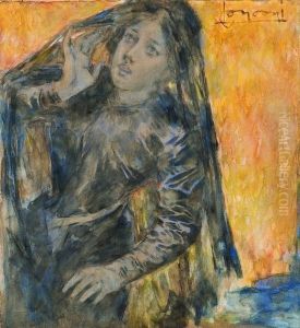 Ritratto Di Ragazza Velata In Abito Elegante by Luigi Conconi