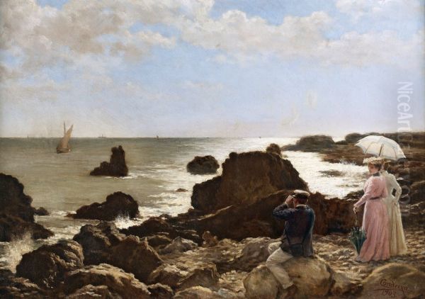 Figuras Junto As Rochas A Observar O Mar - view 1