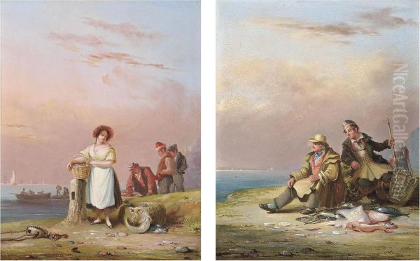 Sorting The Catch; And Fishermen Seated On The Shore - view 1